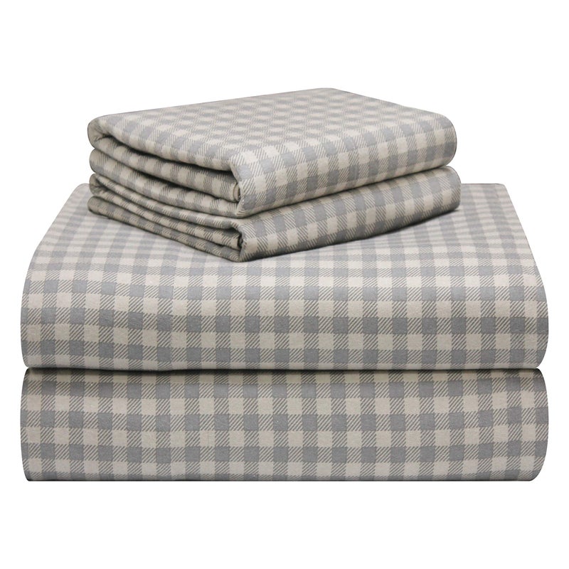 Pointehaven 180 GSM Luxury 100% Soft Cotton Printed Flannel Sheet Set, Queen, Farmhouse Plaid - Warm & Cozy - Pre-Shrunk -Deep Pockets - Elastic All Around-Comfy Double Brushed - - Image 1